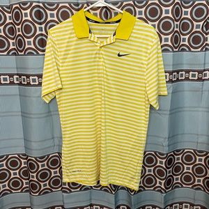 Fun Mens Nike Golf Polo, Small, Yellow and White. Perfect Condition.